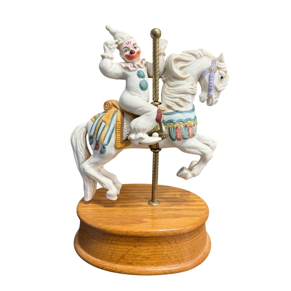 Vintage Willitts Melodies Carousel Music Box Clown on Horse Send In The Clowns